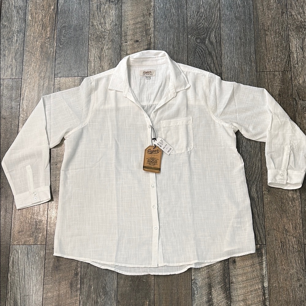 Sundry White Lightweight Casual Button-Down Shirt